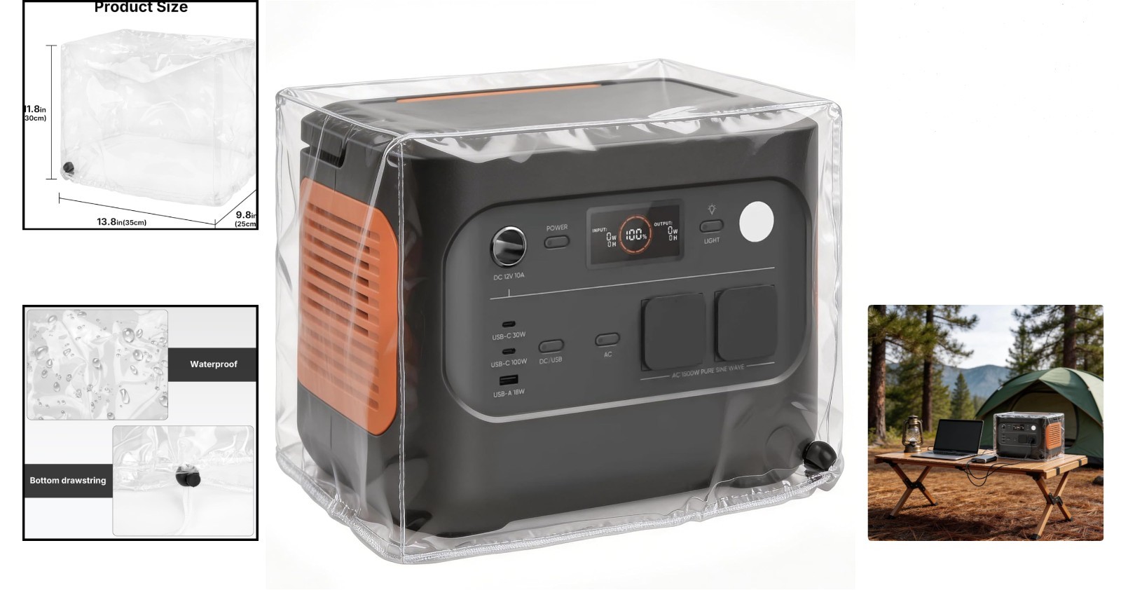 Waterproof Power Station Cover for Jackery Explorer 1000 Rainproof PVC Protec…