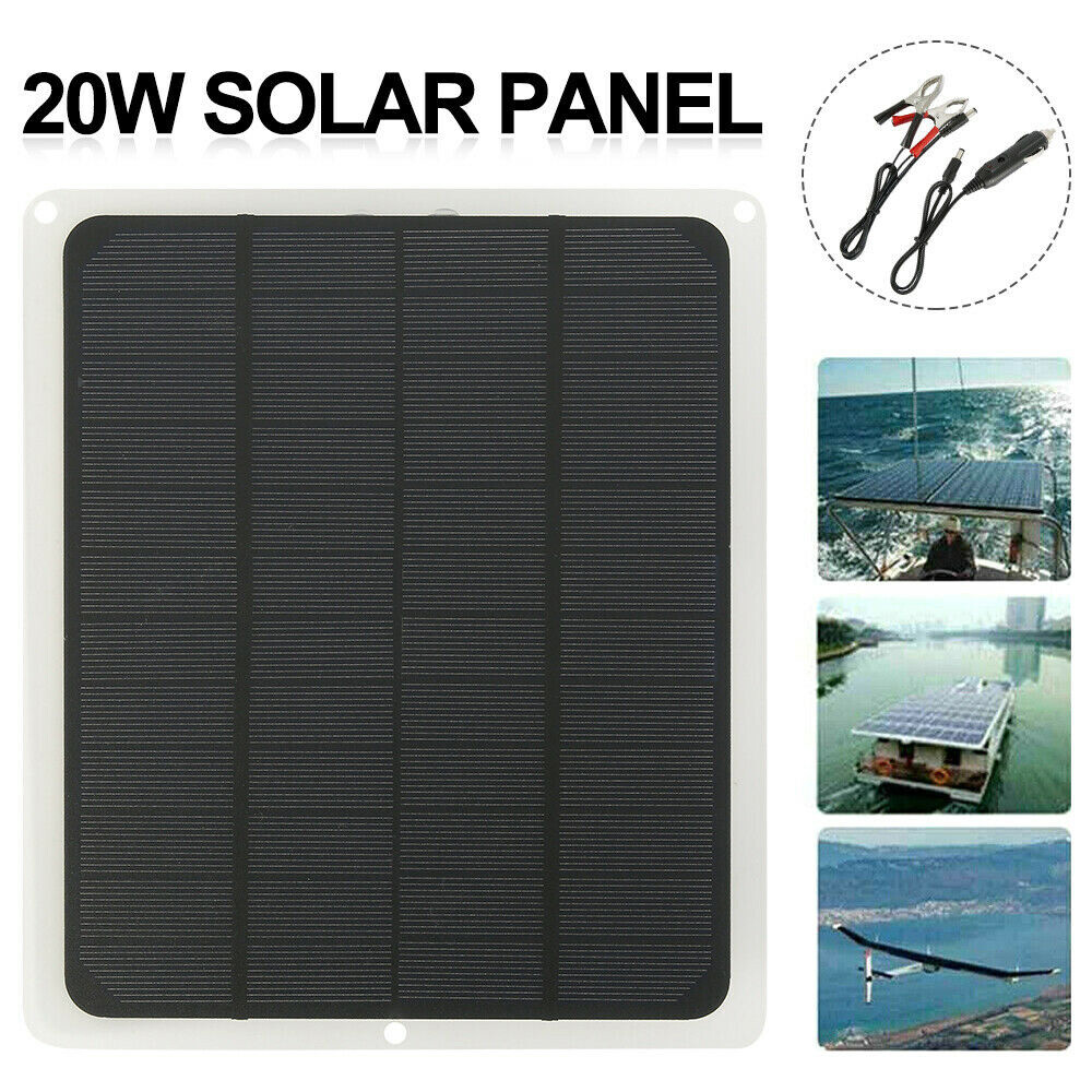 20W Solar Panel 12V Battery Charger Power Supply Maintainer Marine Boat RV Car