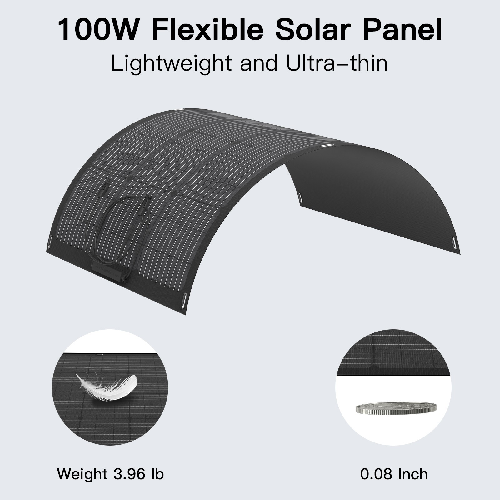 MHPOWOS Flexible Solar Panel 100W 24V Ultra Thin Lightweight for RV Camper Van