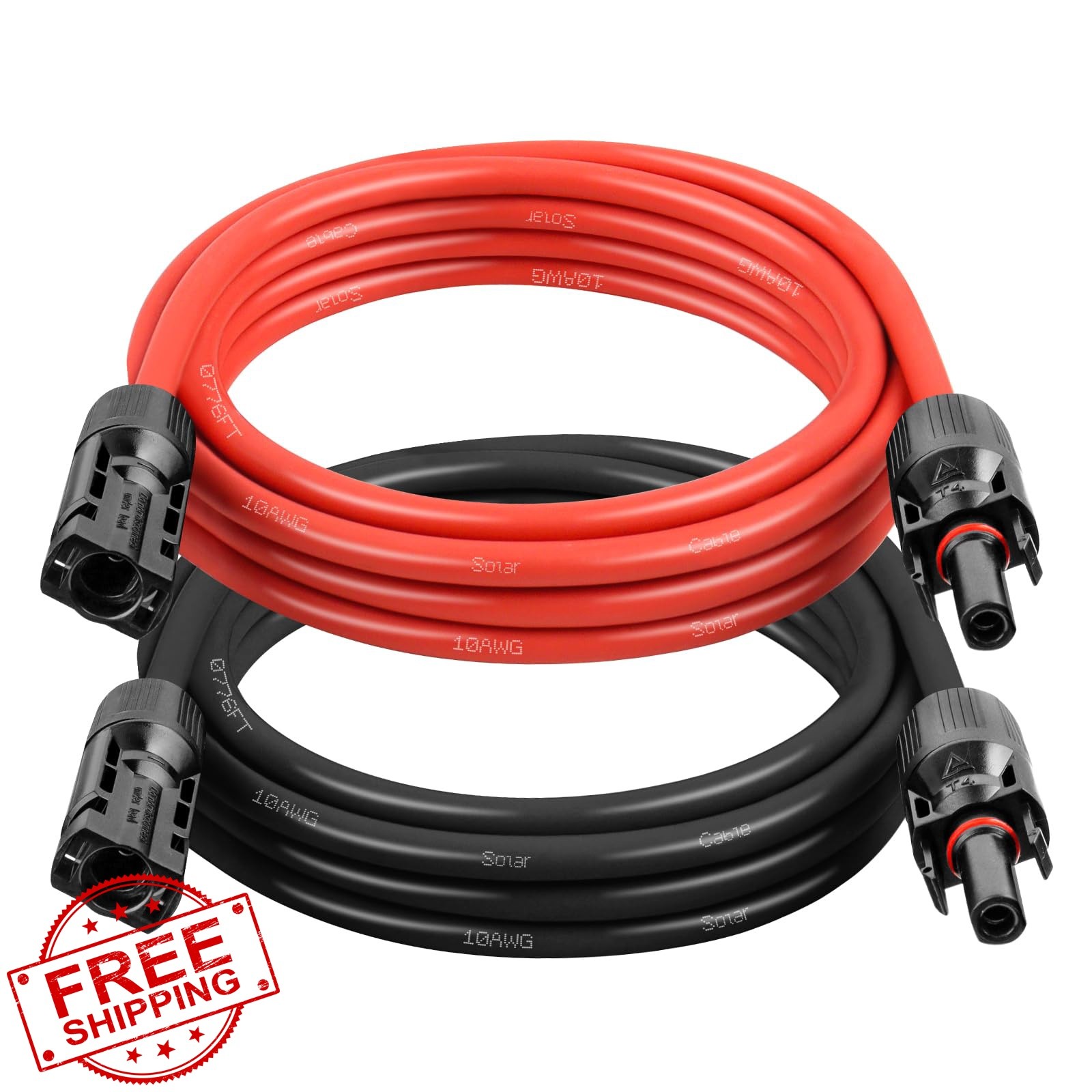 XRDS-RF 10AWG Solar Cable 5FT 2 Pack Red Black