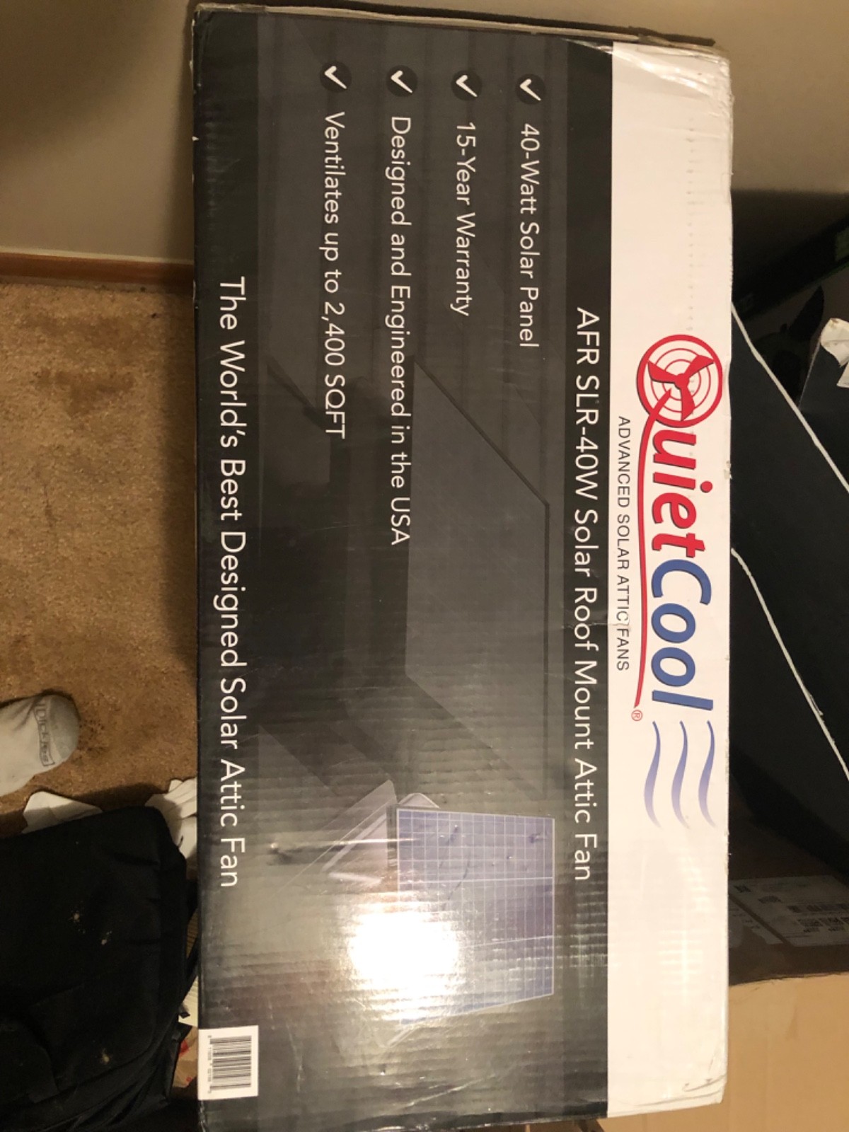 QUIETCOOL 40W SOLAR & AC/DC POWERED ATTIC VENTILATION FAN GALVANIZED STEEL