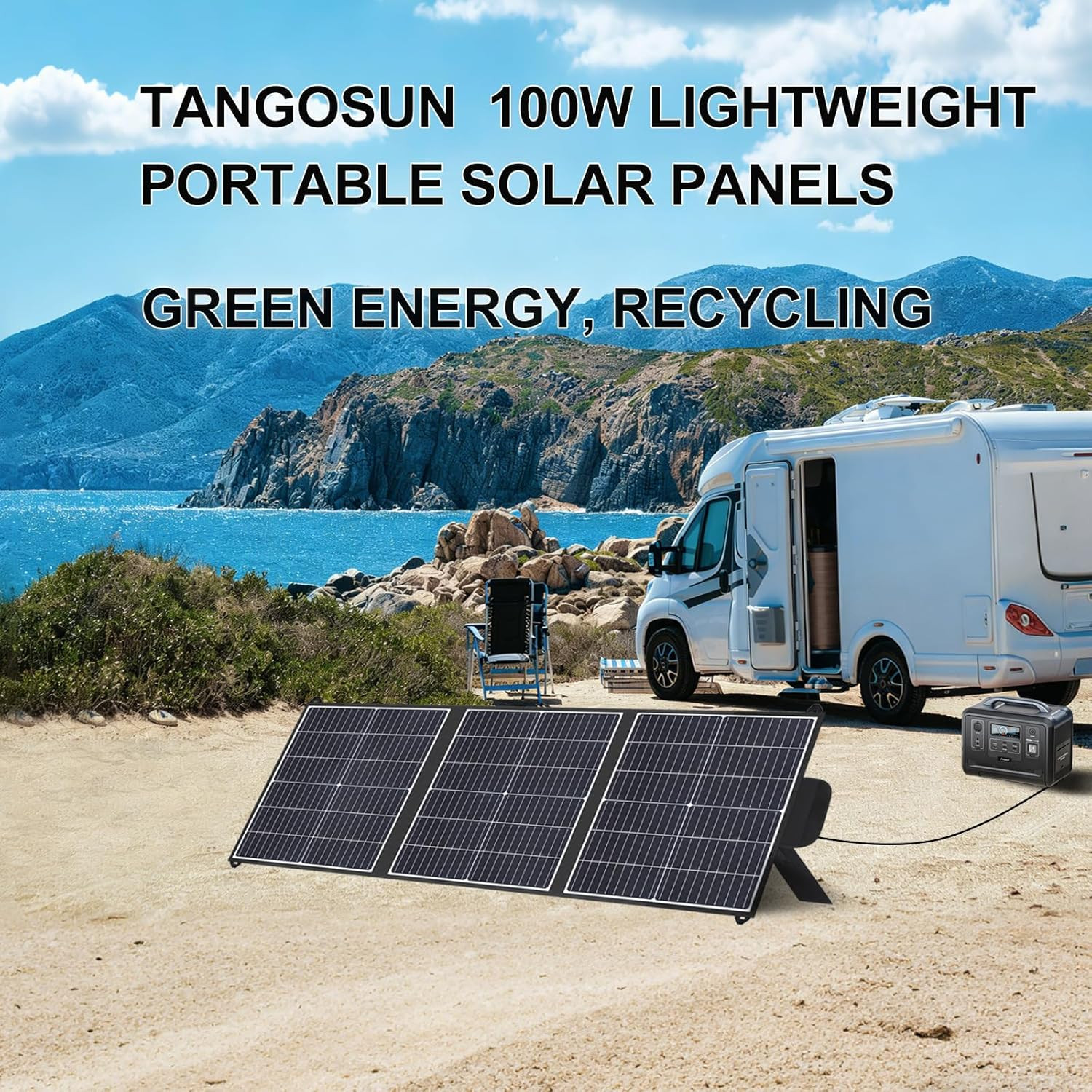 100W Portable Solar Panel 20V Foldable Solar Charger with USB-A, Type-C & DC Out