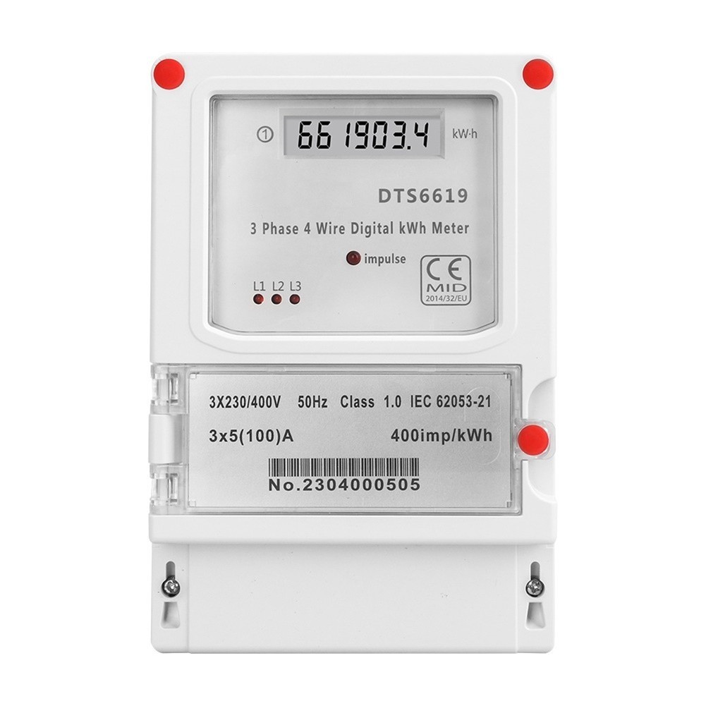 Three Phase Digital Energy Meter for Wall Mount Installation 3x230400V 100A
