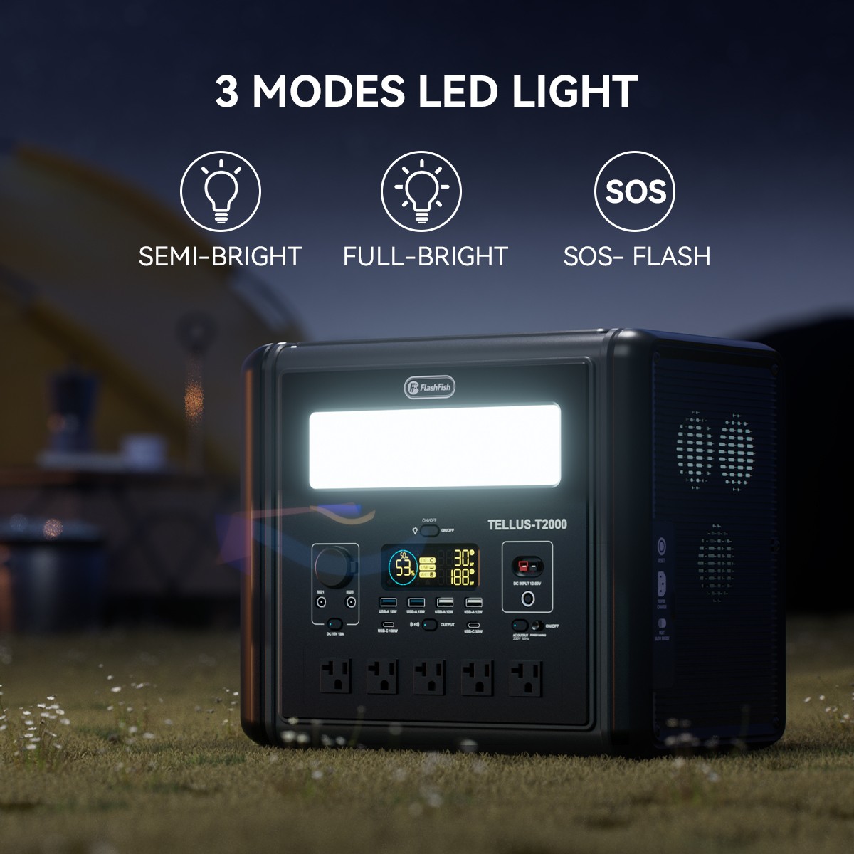 Flashfish T2000 Portable Power Station 1536Wh 2000W LiFePO4 Battery For Off-grid
