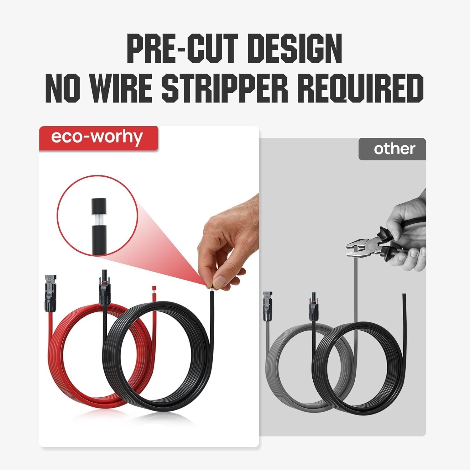 10ft 30A Solar Extension Cable, Waterproof, Mc4 Connectors