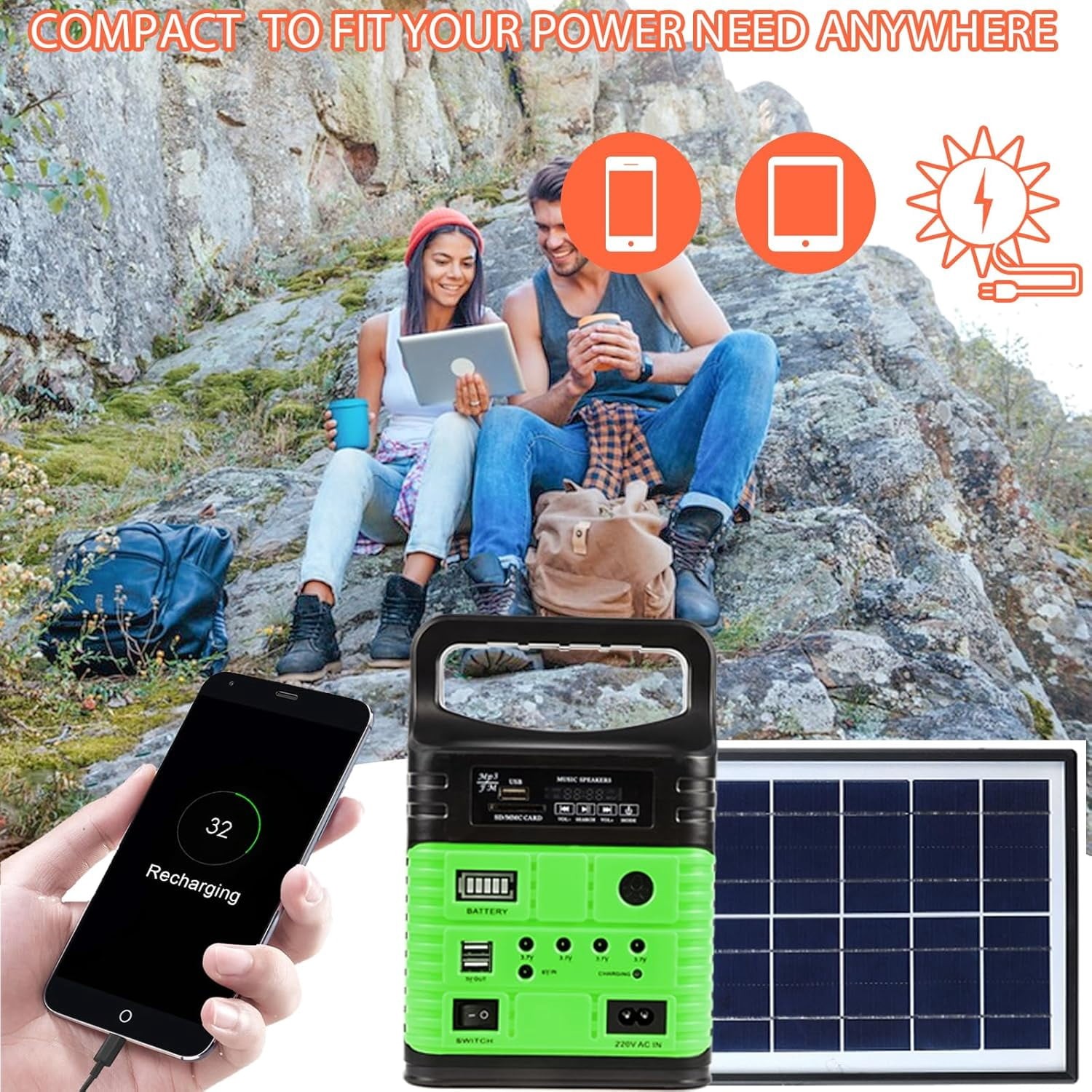 New Power Station Solar Generator Panel Power Bank Camping Emergency Portable