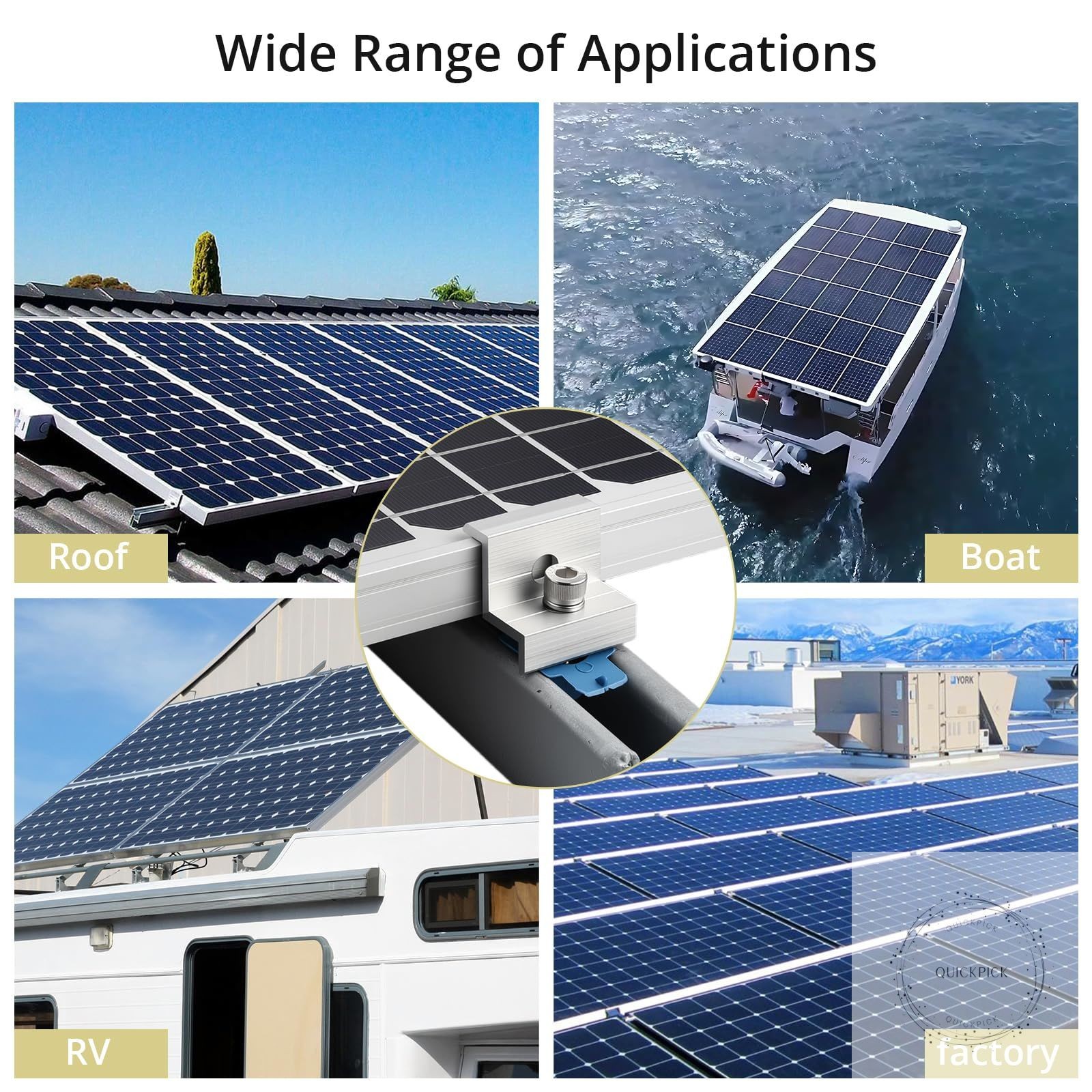 10pcs Solar Panel End Clamp for Standard Unistrut Aluminum 30mm/35mm Solar Panel