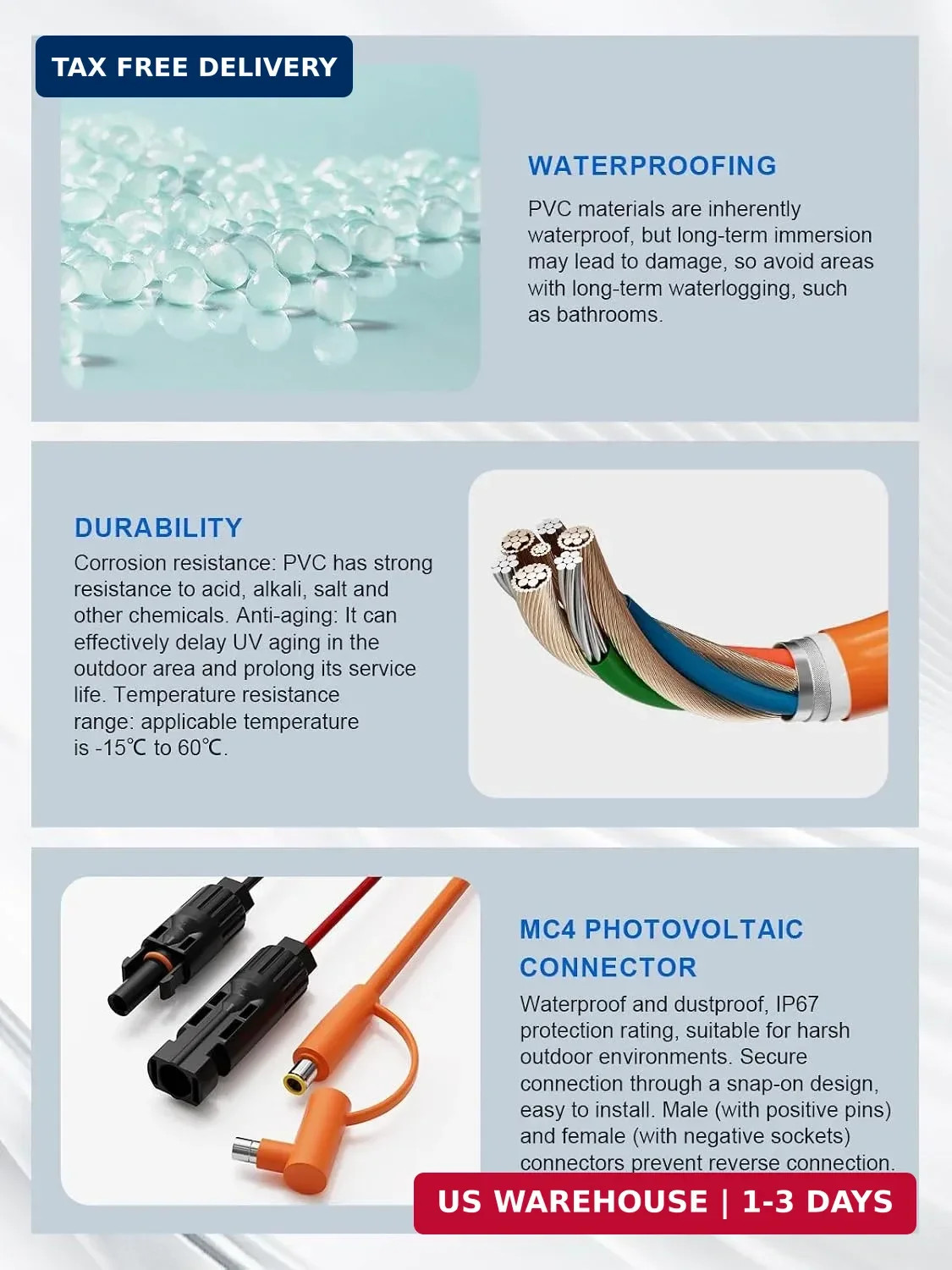 12AWG+14AWG Solar Extension Cable for Jackery | 16.4FT/5M,DC7909/DC8020 connecto