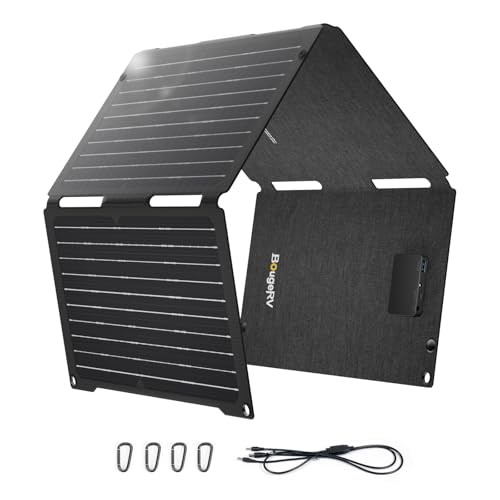 BougeRV Fiberglass Portable Solar Panel – Foldable Solar Cell Charger 50W – 50W