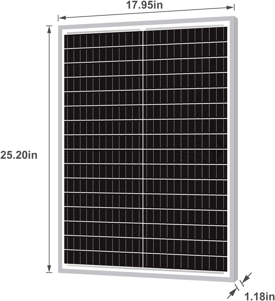 Newpowa 50W Solar Panel 50W(Watts)12V(Volts) Monocrystalline PV Module High-E…