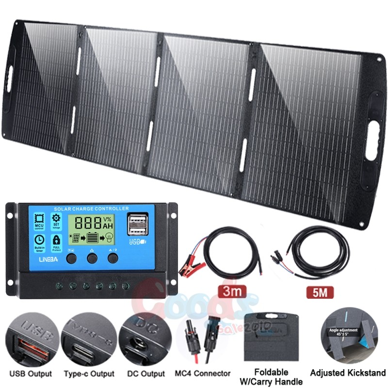 100W 200W Folding Solar Panel 18V Mono Home RV Rooftop Camping Off-Grid Power