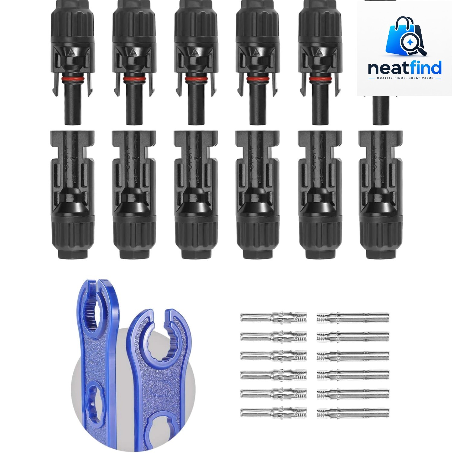 12 PCS Solar Connectors with Spanners Solar Panel Cable Connectors 6 Pairs Ma…
