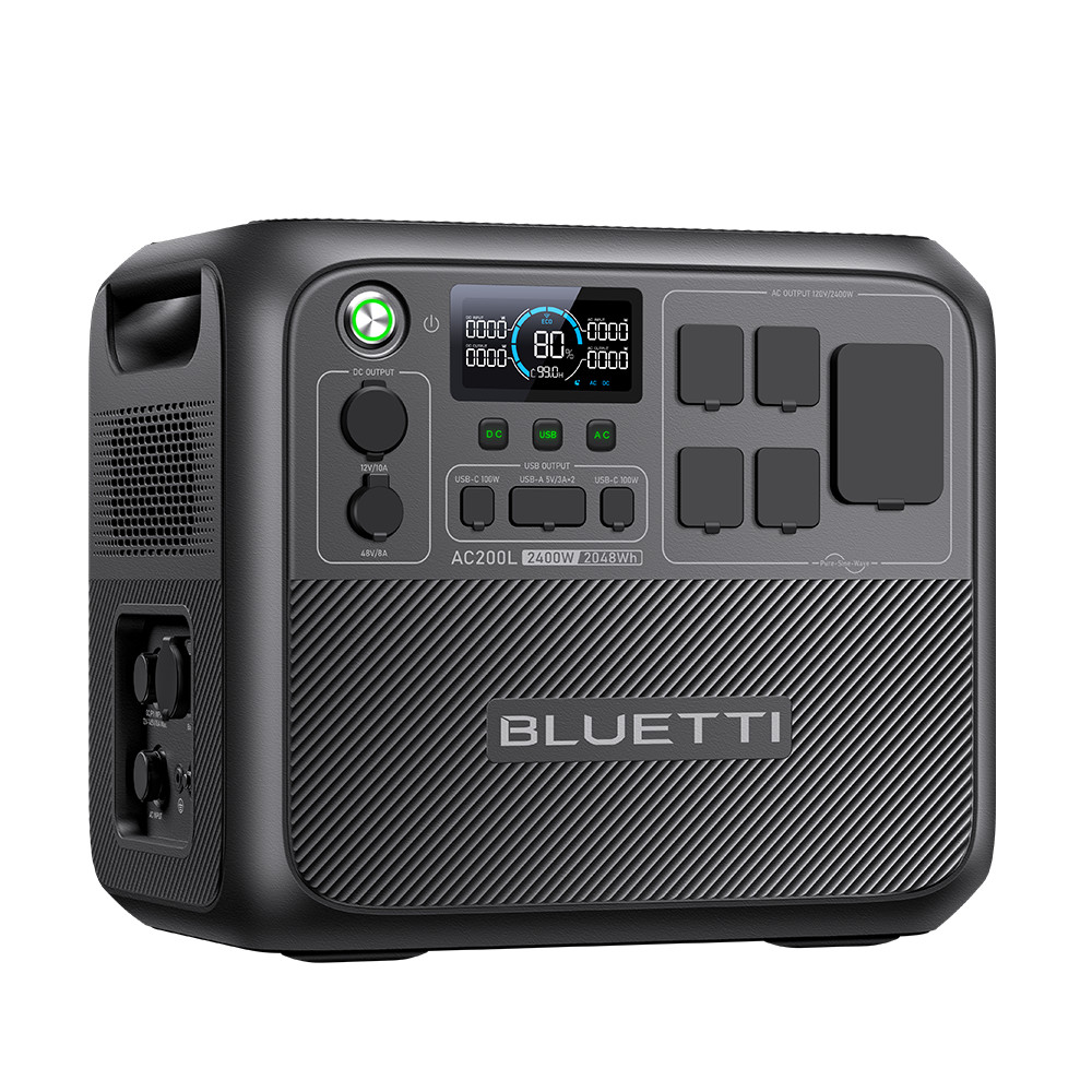 BLUETTI AC200L 2048Wh 2400W Portable Power Station+350W Solar Panel for Backup