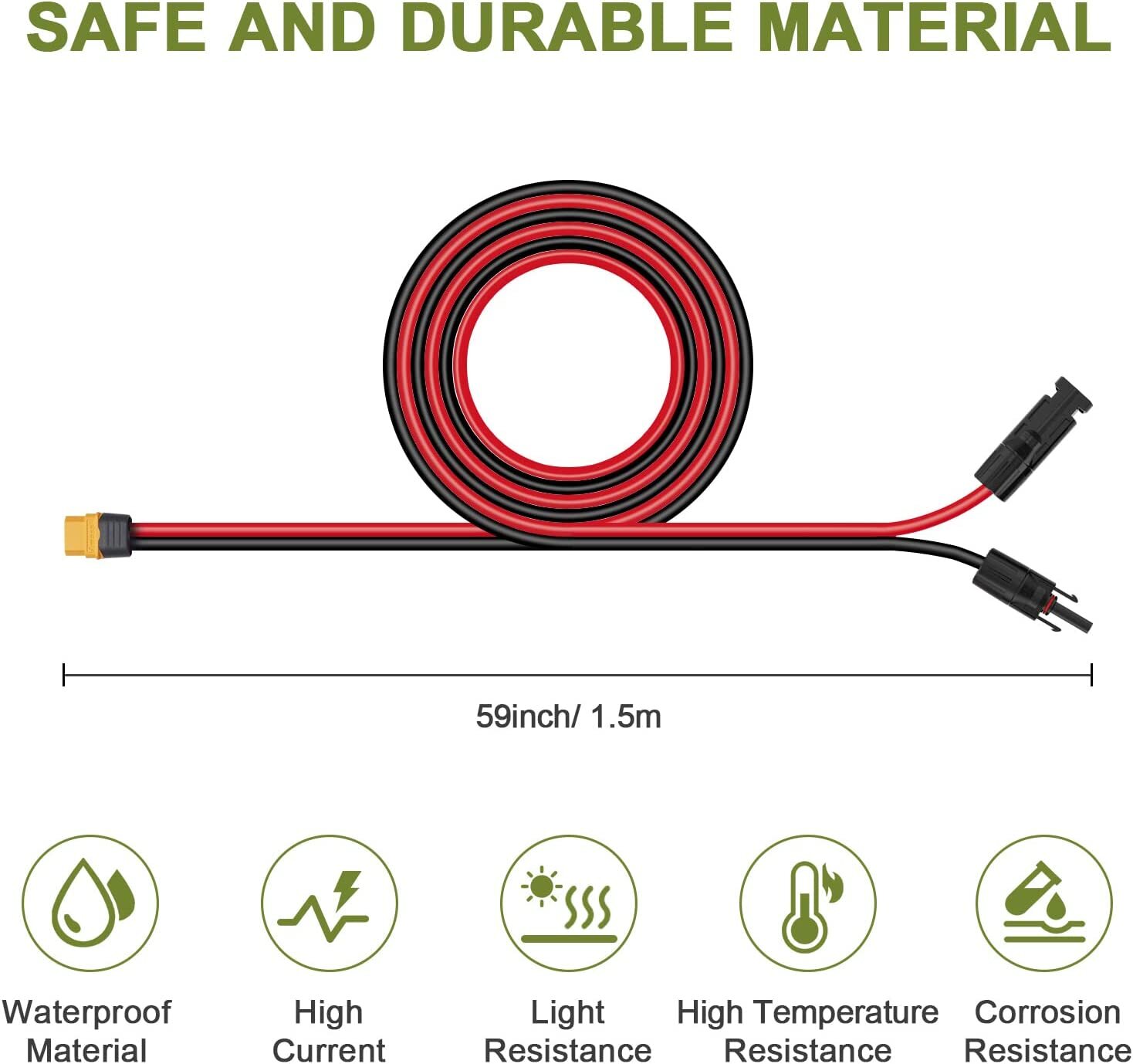 ALLPOWERS Cable Solar to XT60 Solar Panel to Power Station Charging Cable 1.5M
