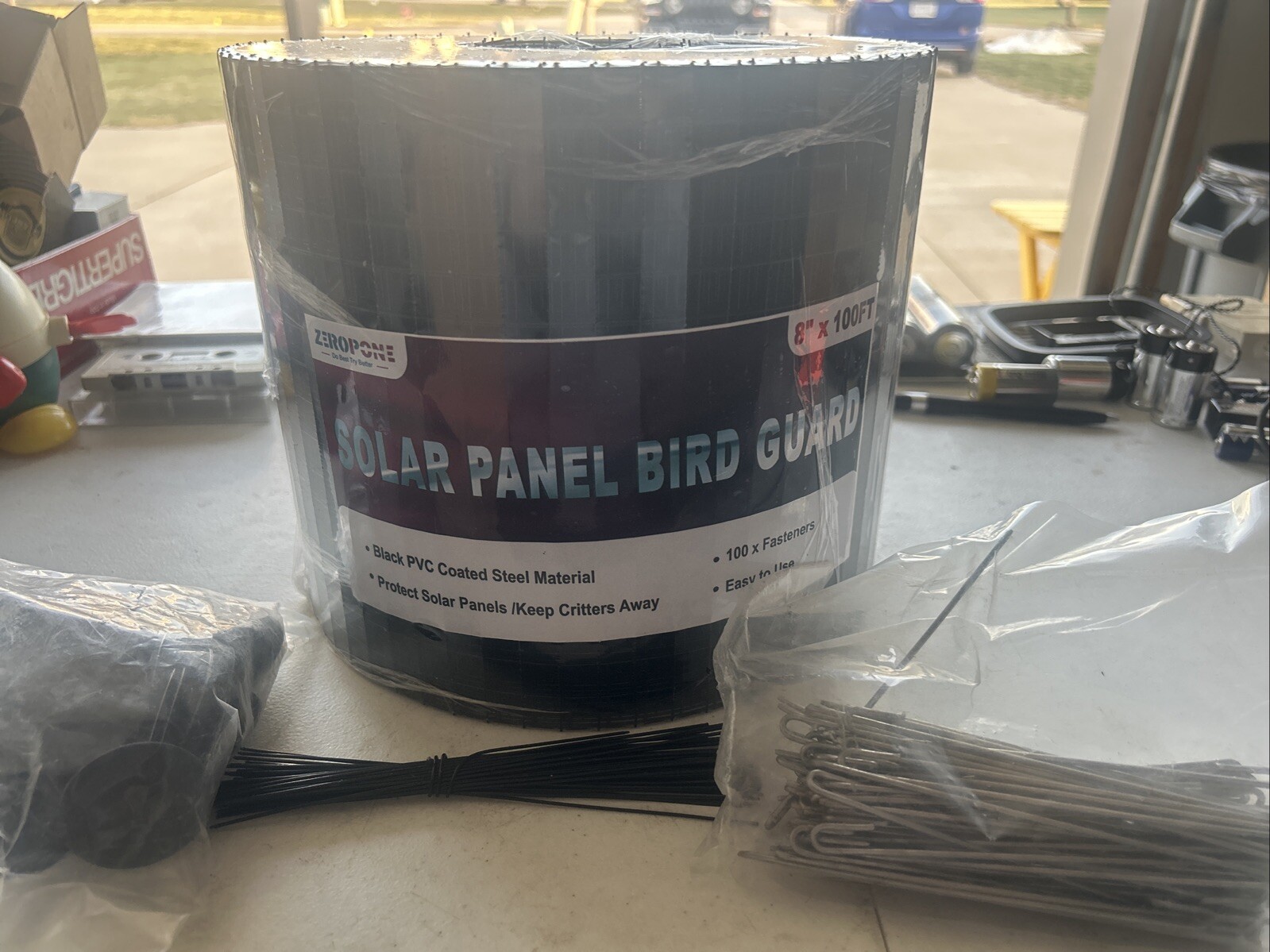 Solar Panel Bird Guard 8in X 100ft With 70 Clips. Mesh Size 1/2” X 1/2”