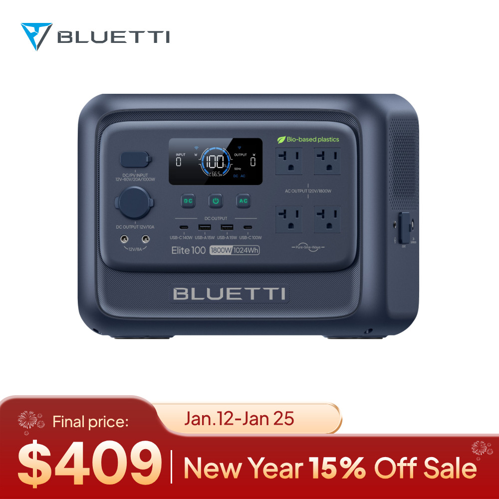 BLUETTI Elite 100 V2 1024Wh Bio-based Portable Power Station Eco-Shell for Trip