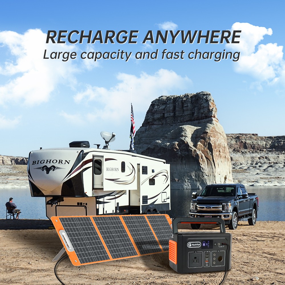 Flashfish K53 Portable Power Station Generator 400wh 400w Optional Solar Panel