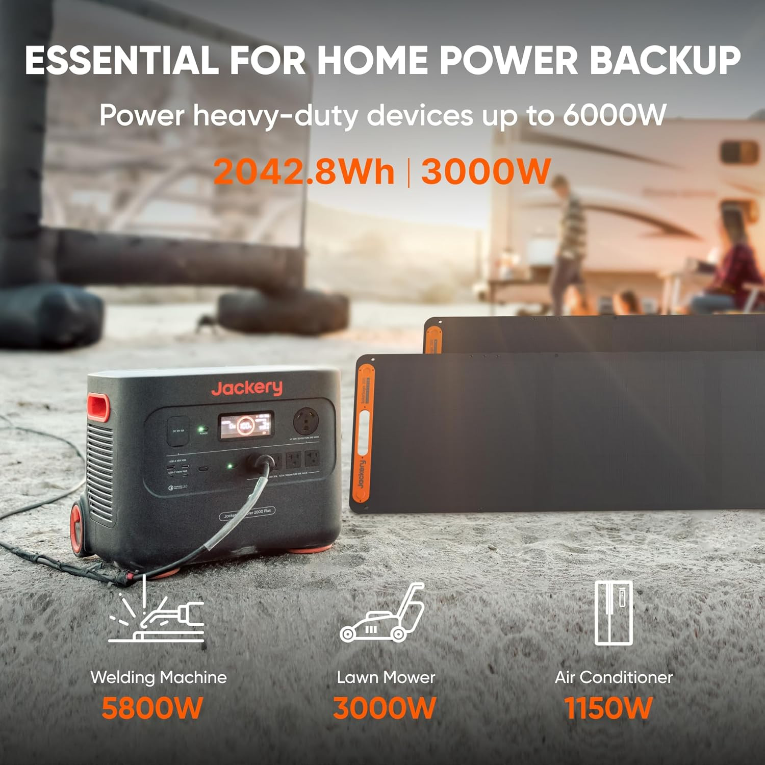 Jackery Explorer 2000 plus Portable Power Station with 2X 200W Solar Panels, 204