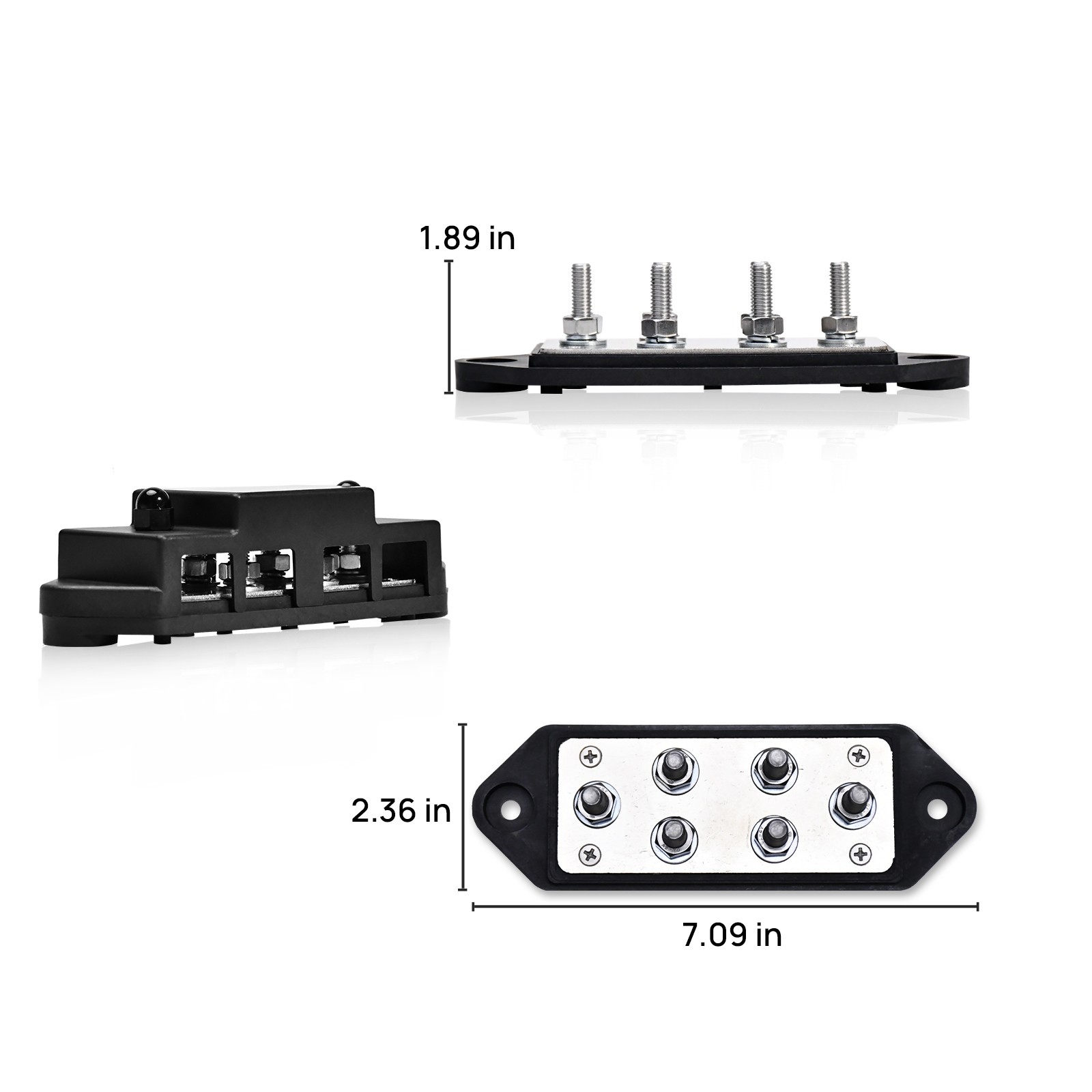 ECO-WORTHY 400A Busbar with 6×M8 Studs, One Set of Two for Parallel Batteries