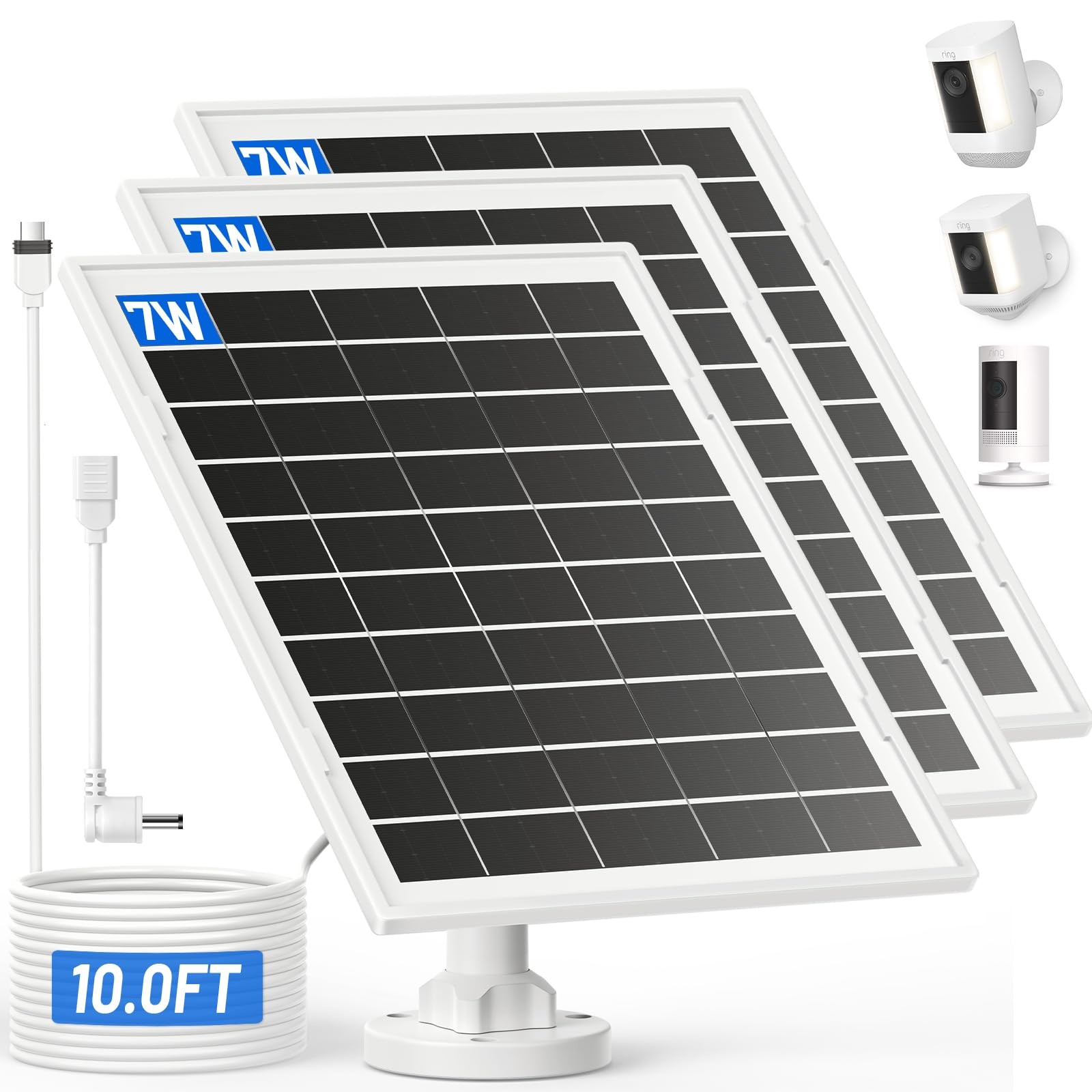 7W Solar Panel for Ring Stick Up Cam, Spotlight Cam Plus/Pro – 3 Pack