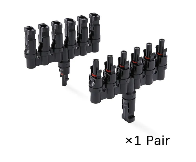 1 Pair Branch Connector 6-in-1 1000V 30A Parallel IP67 Waterproof MC4 Type