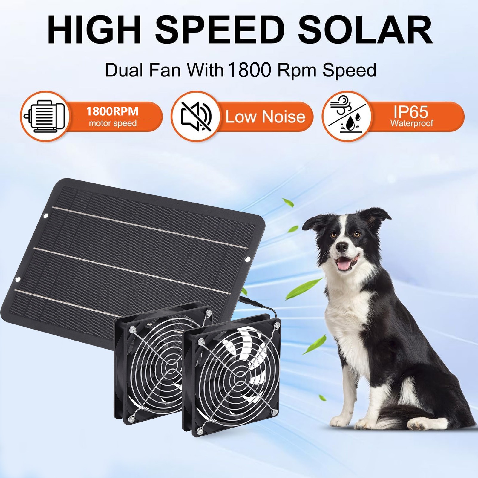Solar Powered Fan Kit 6W Solar Panel Waterproof DC Exhaust Fan for Chicken Coop
