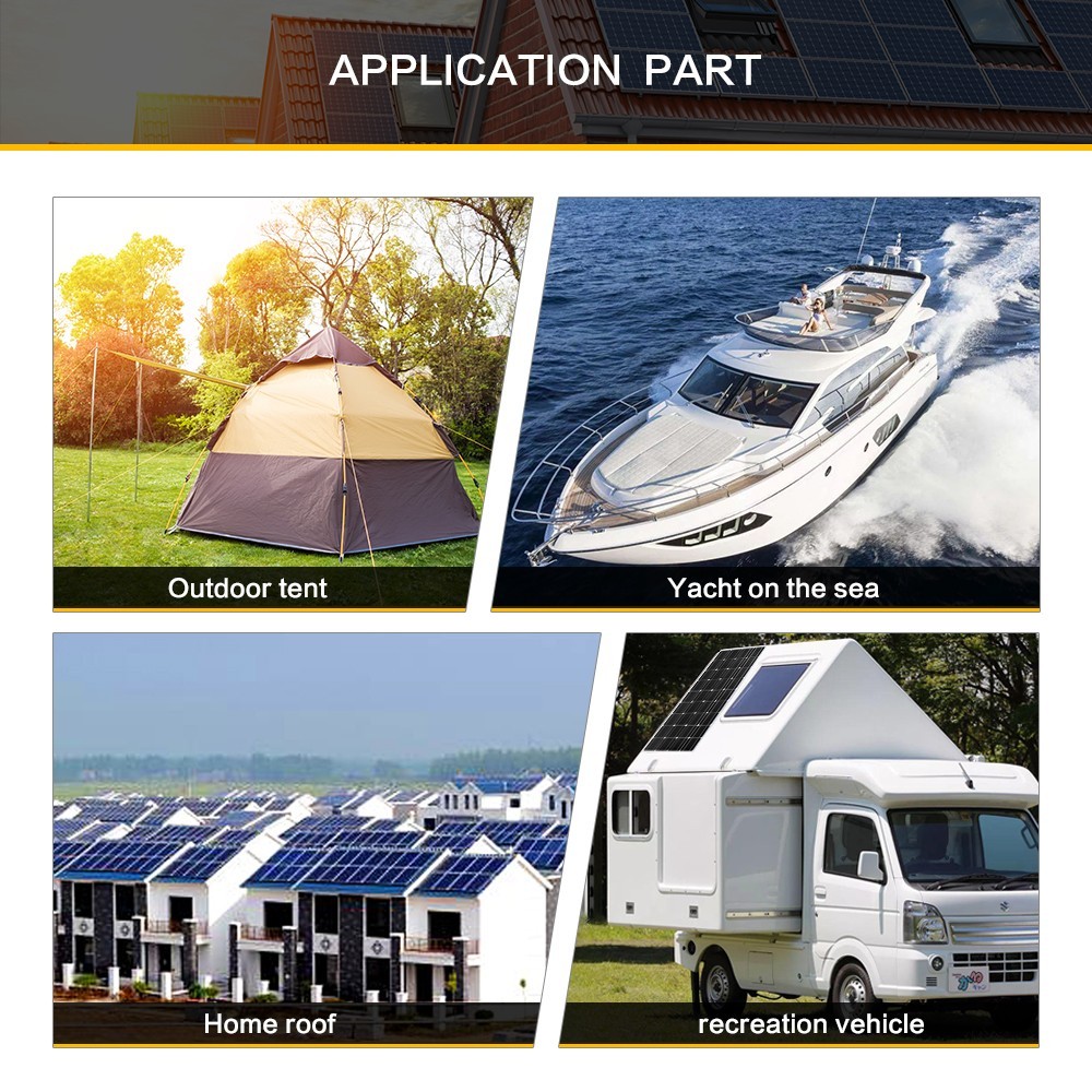 100W Solar Panel Kit 12V Monocrystalline Panel 10A Controller for RV Boat Camp