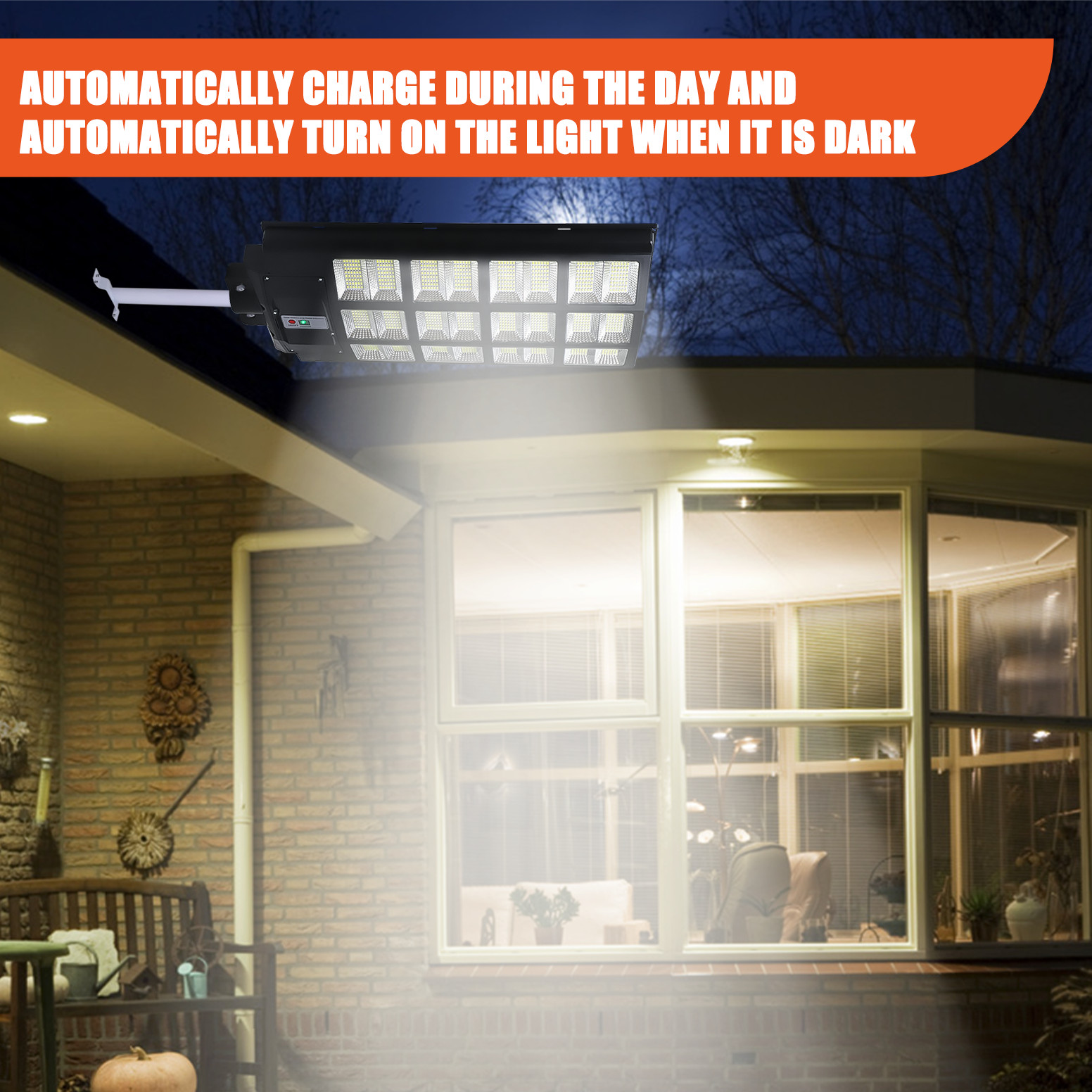 Solar Street Light 1600W Super Bright Dusk to Dawn Pole Sensor+Radar+Remote