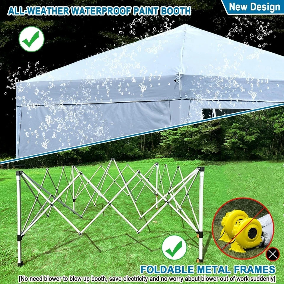 10X10X9FT Waterproof Portable Paint Booth with 2pcs Air Filters & Foldable