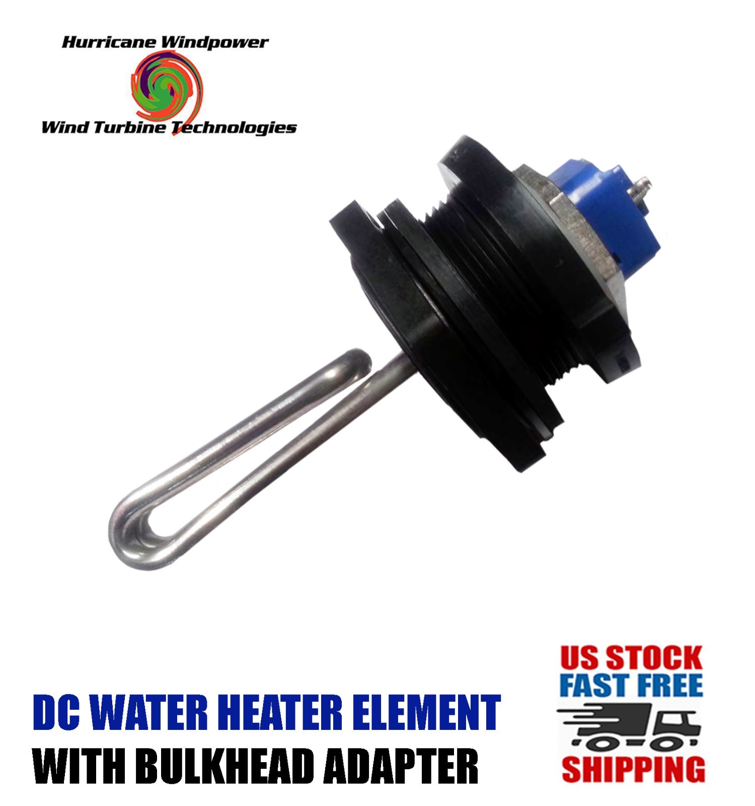 DC Water Heater Element 12 Volt 65 Watt w/Bulkhead Adapter Solar Water Heating