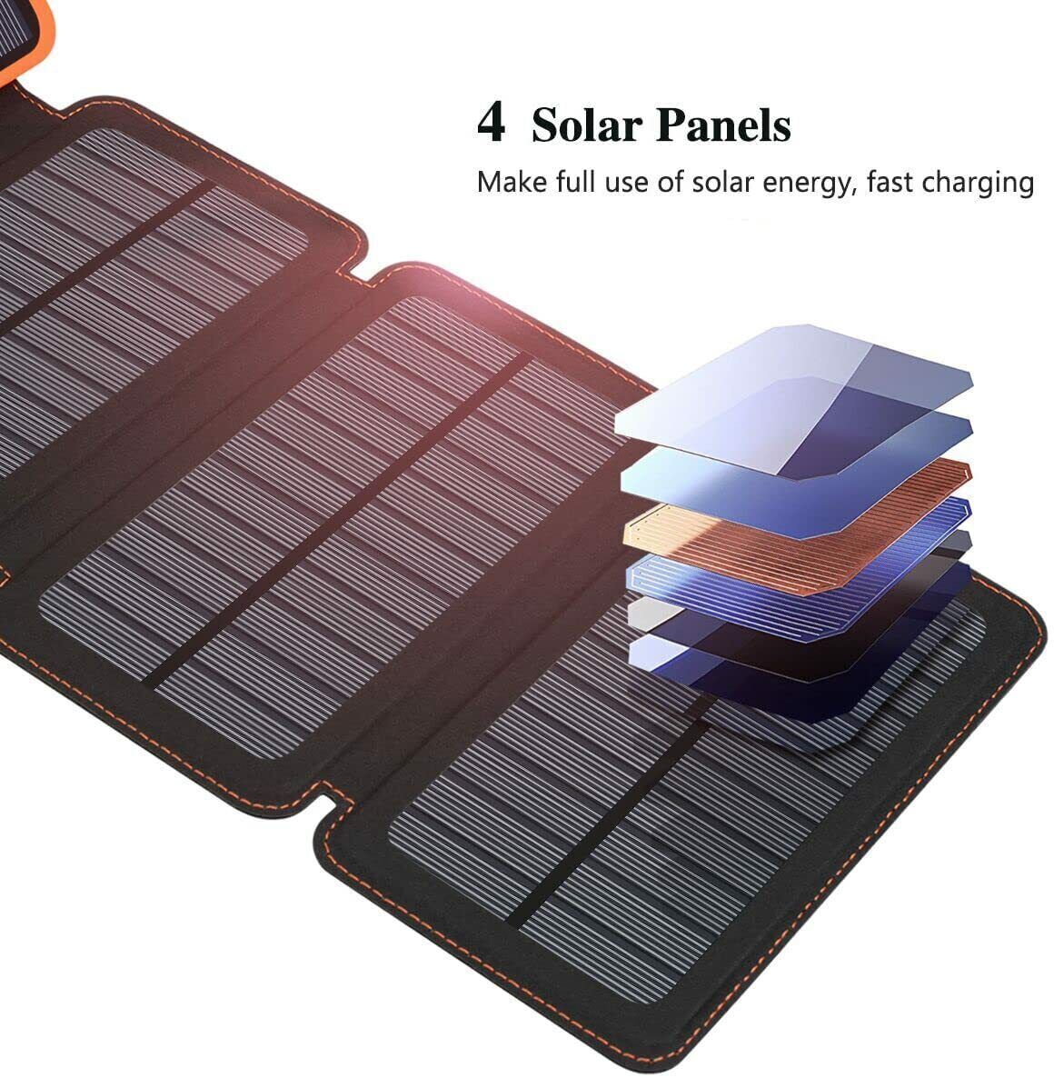 46800mAh Solar Panel Folding Power Bank Outdoor Camping Hiking USB Phone Charger