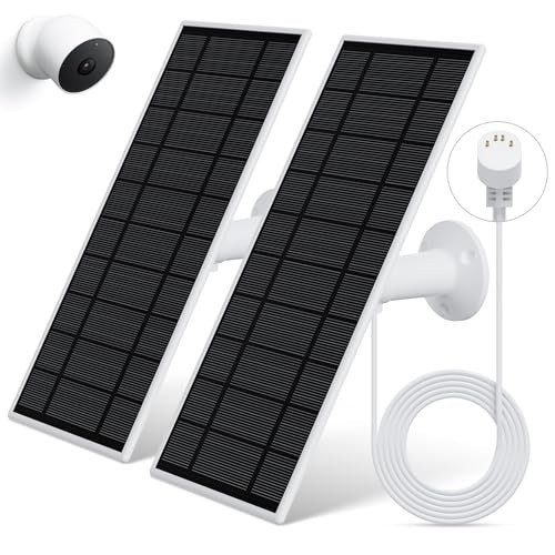 2-Pack Solar Panels for Google Nest Cam Battery Outdoor Indoor IP65 13.1ft Cable