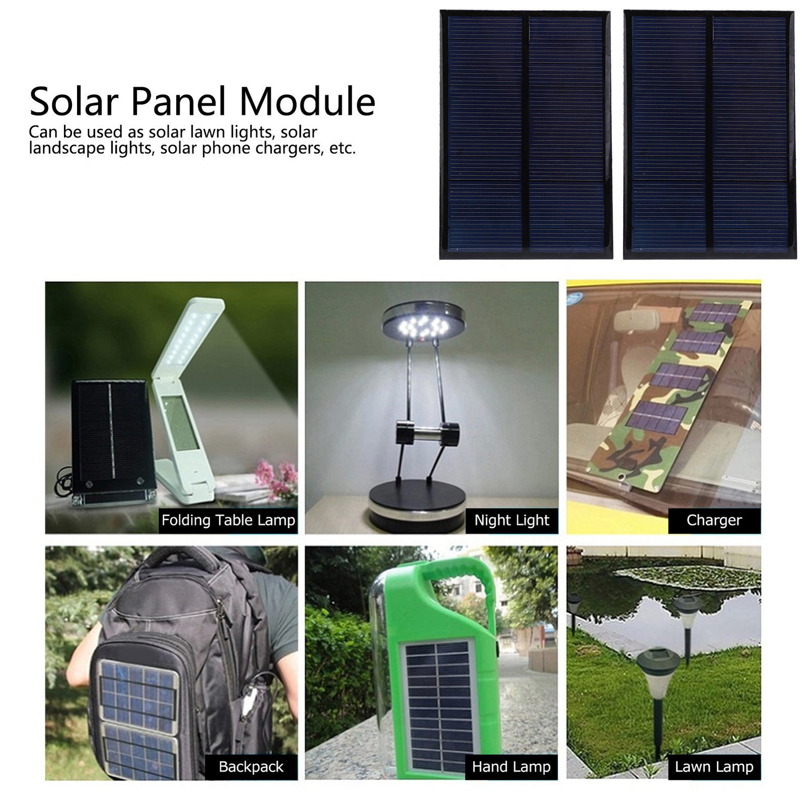 2Pcs Solar Panel Epoxy Power Module Battery Polysilicon Supplies 5V 500MA