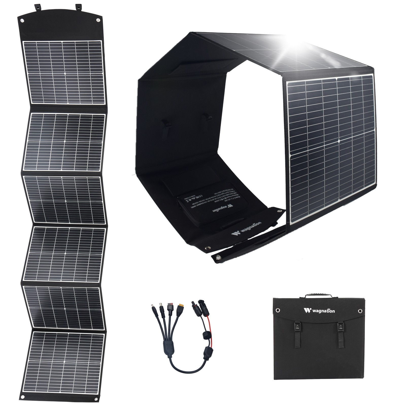 Wagnation Portable Solar Panel 200W Foldable for Phone Laptop Power Station