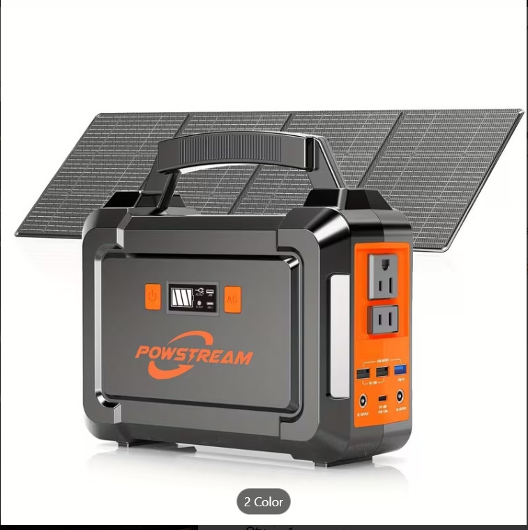 Portable Power Station 167Wh w/ 30W Solar Panel 350W Backup Power Bank with 2*AC