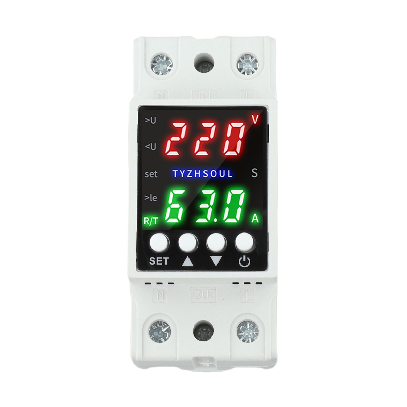 Dual LCD Display Voltage Protector with Automatic Over Under Current Control