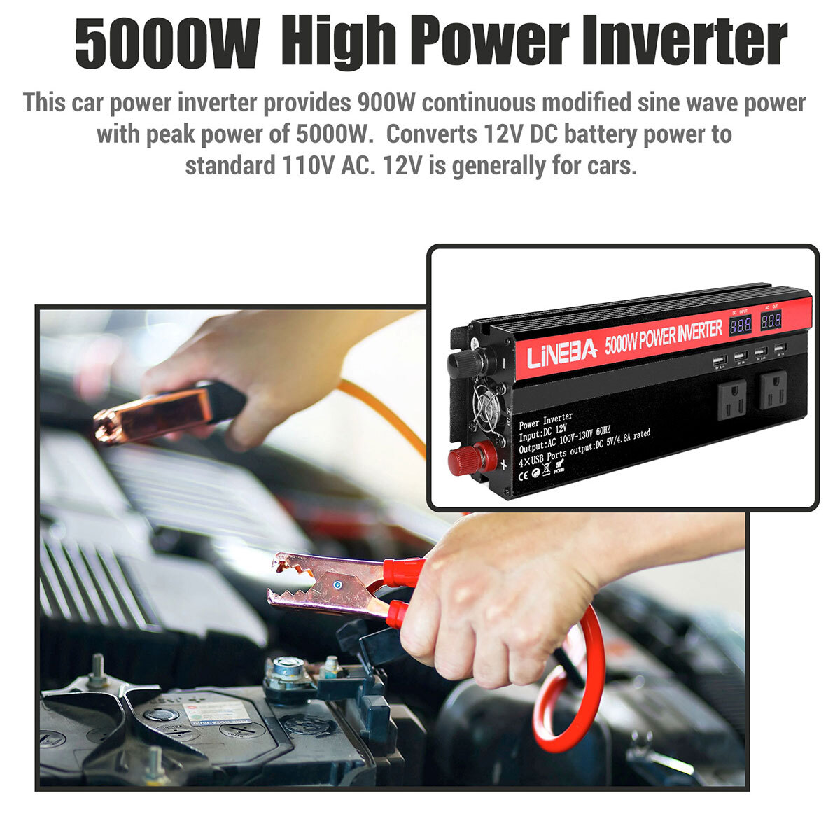 Solar Panel 200W 12V Portable Solar Panel Charger,With 5000W Inverter Controller