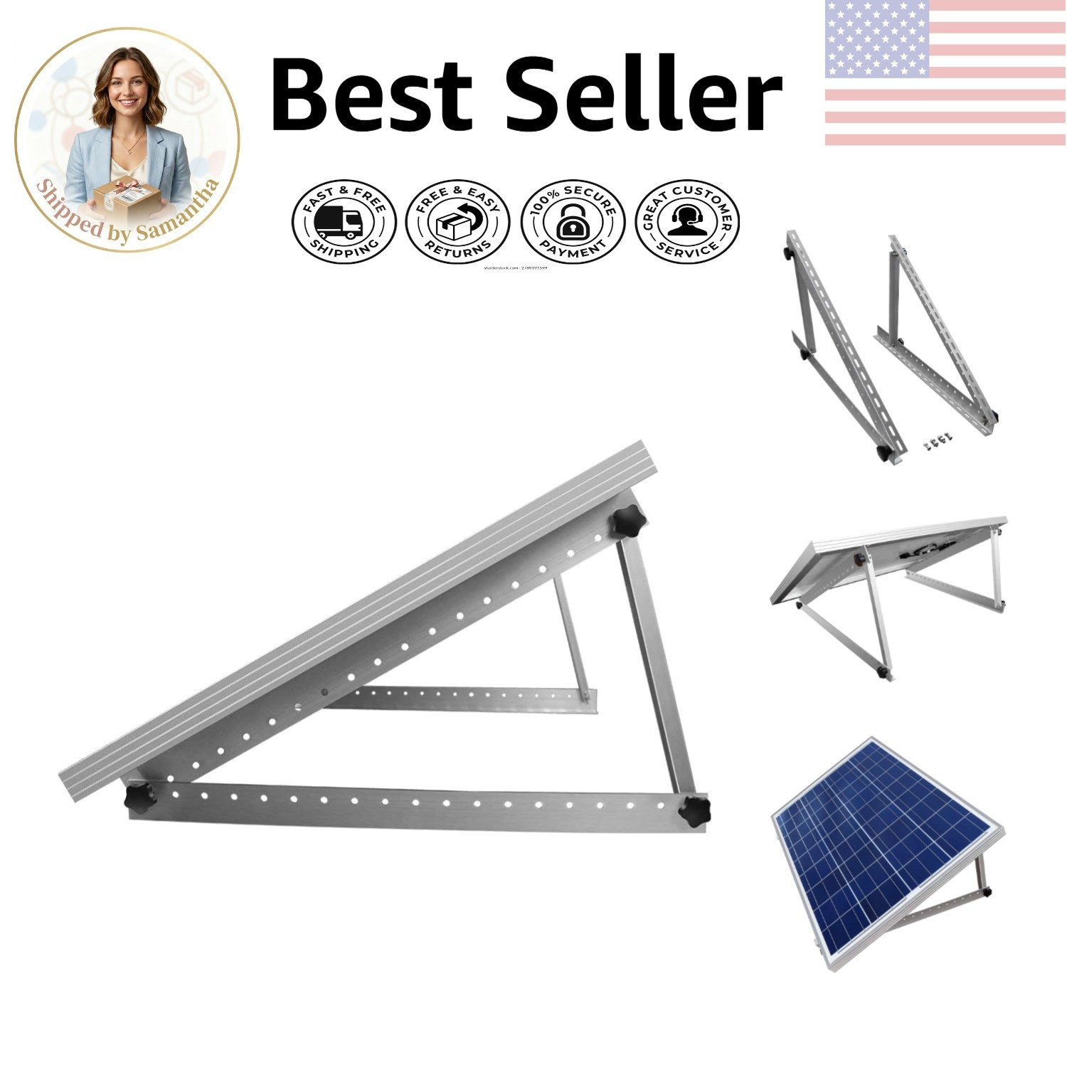 Compact 28in Solar Panel Mounting Brackets with Foldable Legs for Any Surface