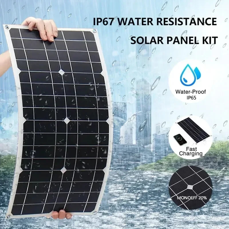 1000W 18V Monocrystalline Silicon Solar Panel Dual USB 12V/5V DC Single Crystal