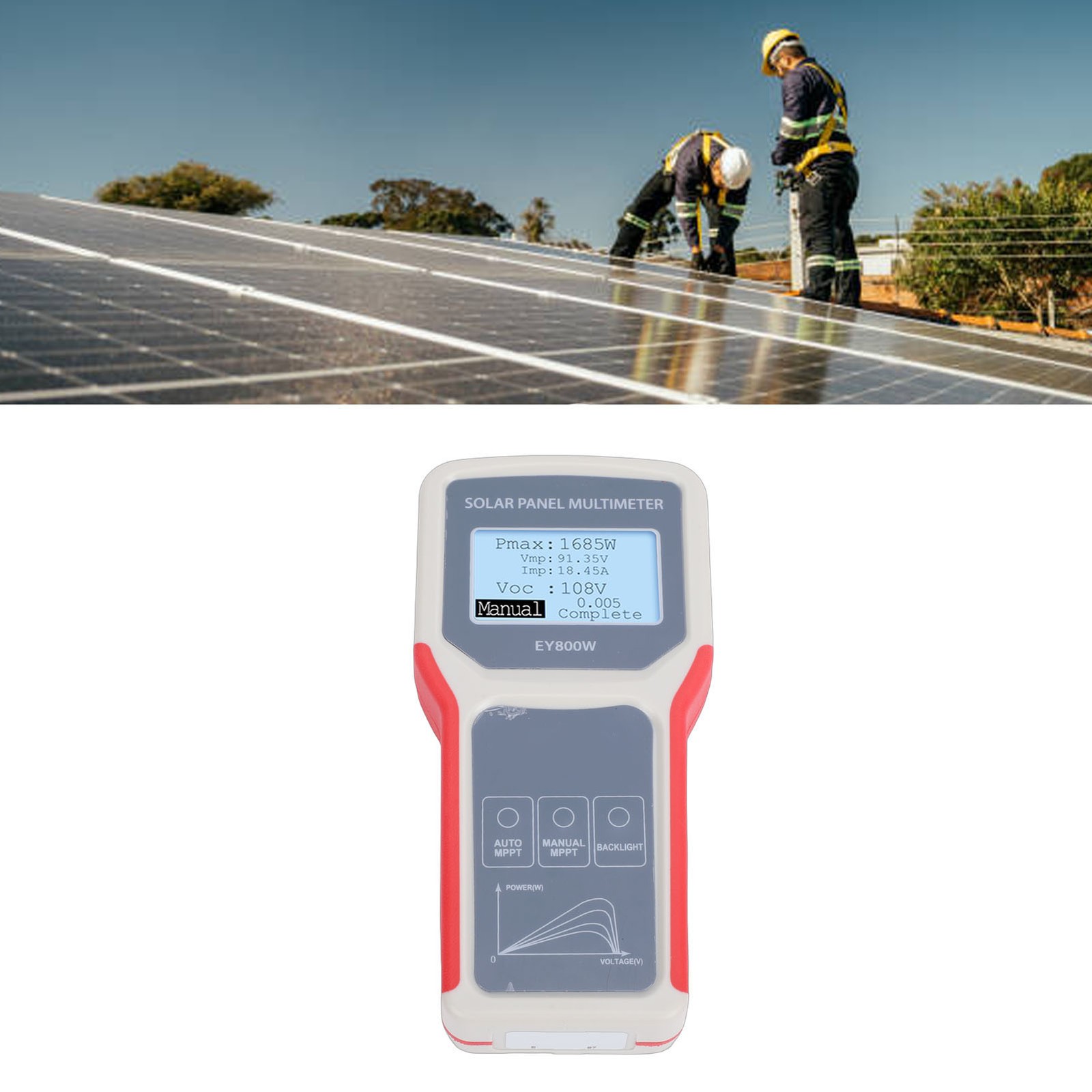 1-Solar Panel Tester LCD Display For Solar System Use 800W 12V-60V Multimeter