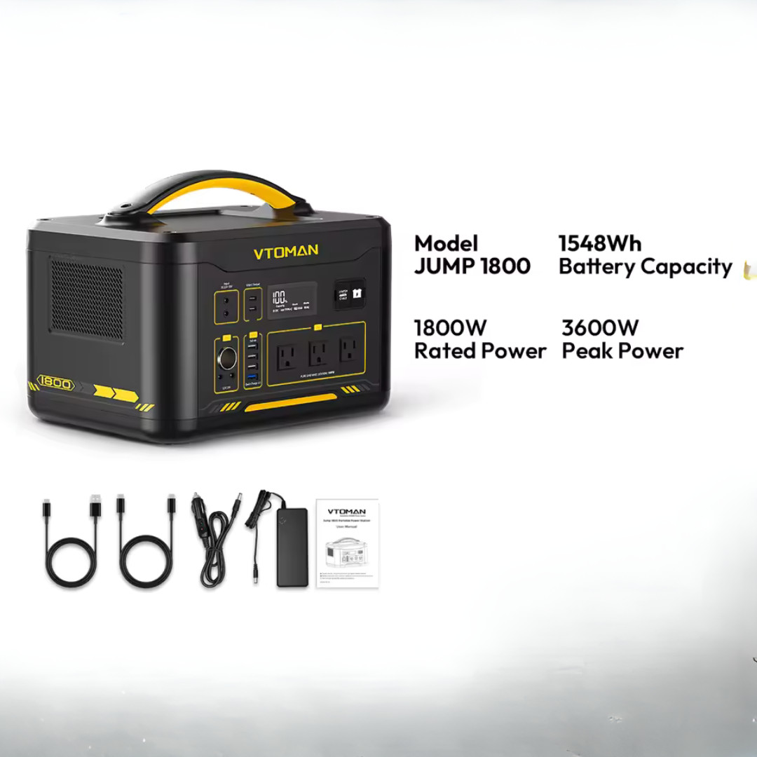 1800W Portable Power Station 1548Wh LiFePO4 Solar Generator for Home Camping