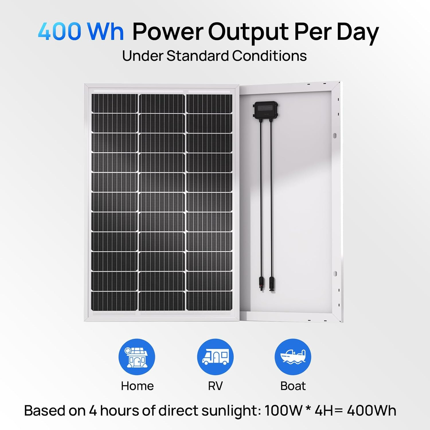 400W Solar Panels 4Pcs 100 Watt 18V Monocrystalline Solar Panel Module for off G