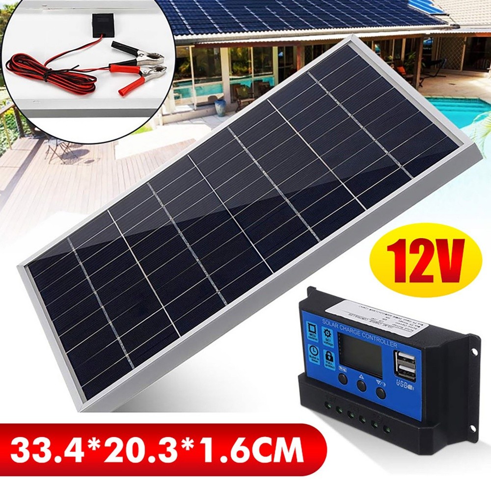 12v 20W 100A Solar Panel Charging Off-Grid RV Camping Home Boat with Controller