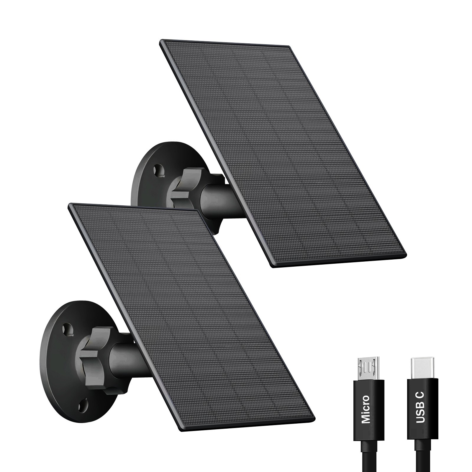 2 Pack Solar Panel for Security Camera，Solar Panel Charger with USB & Type C