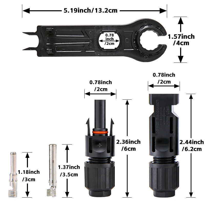 50 Pairs PV Connector 1000V DC 30A Male Female for 2.5/4/6mm² For Solar Cable