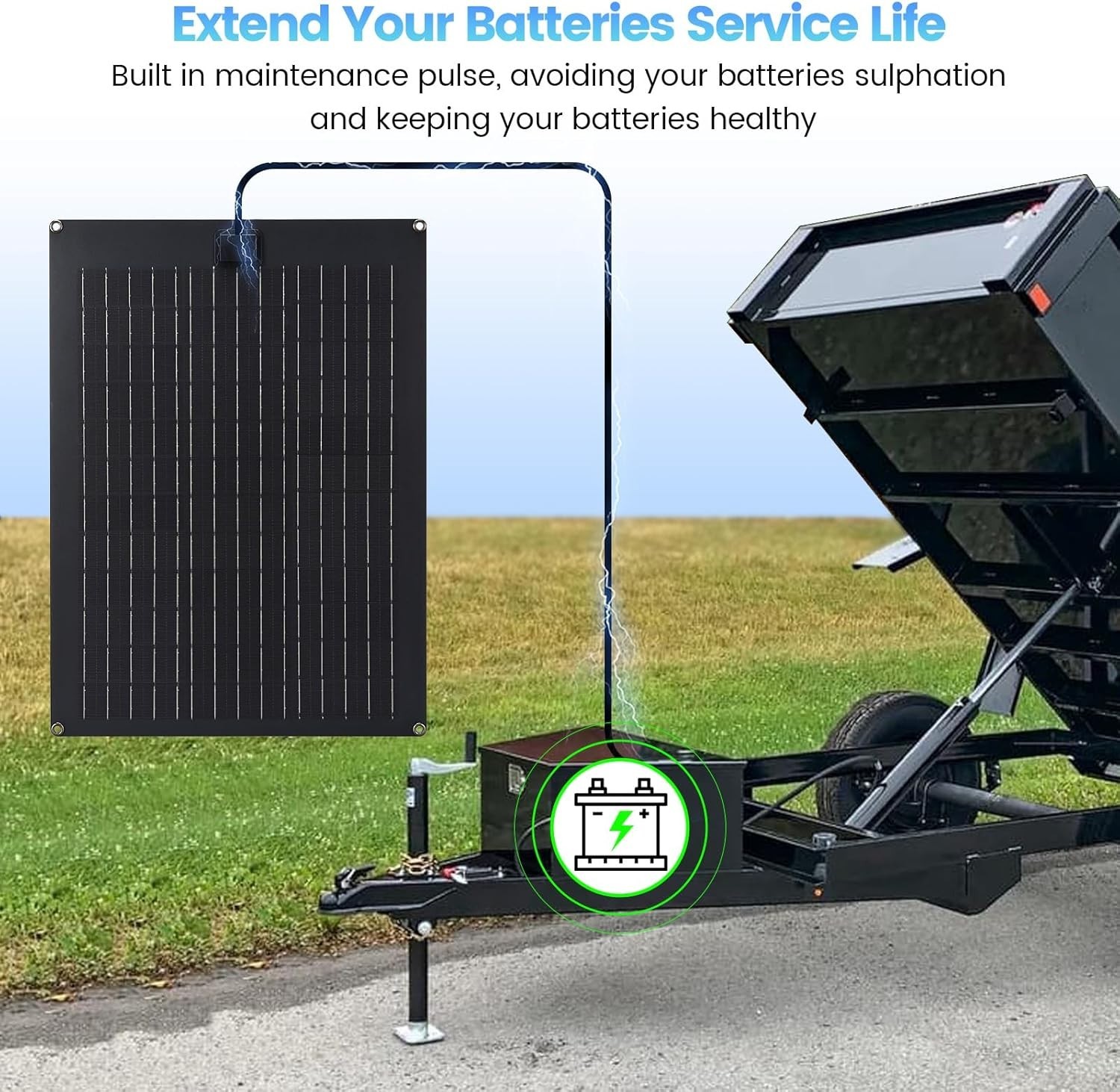 High-Efficiency Waterproof Solar Battery Charger—20W for RVs & Dump Trailers