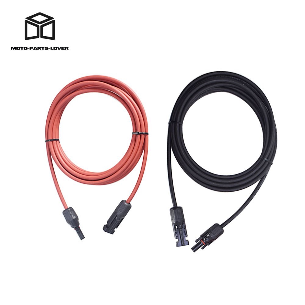 1 Pair 10 Feet Black And Red Solar Panel Extension Cable Wire Connector 12AWG