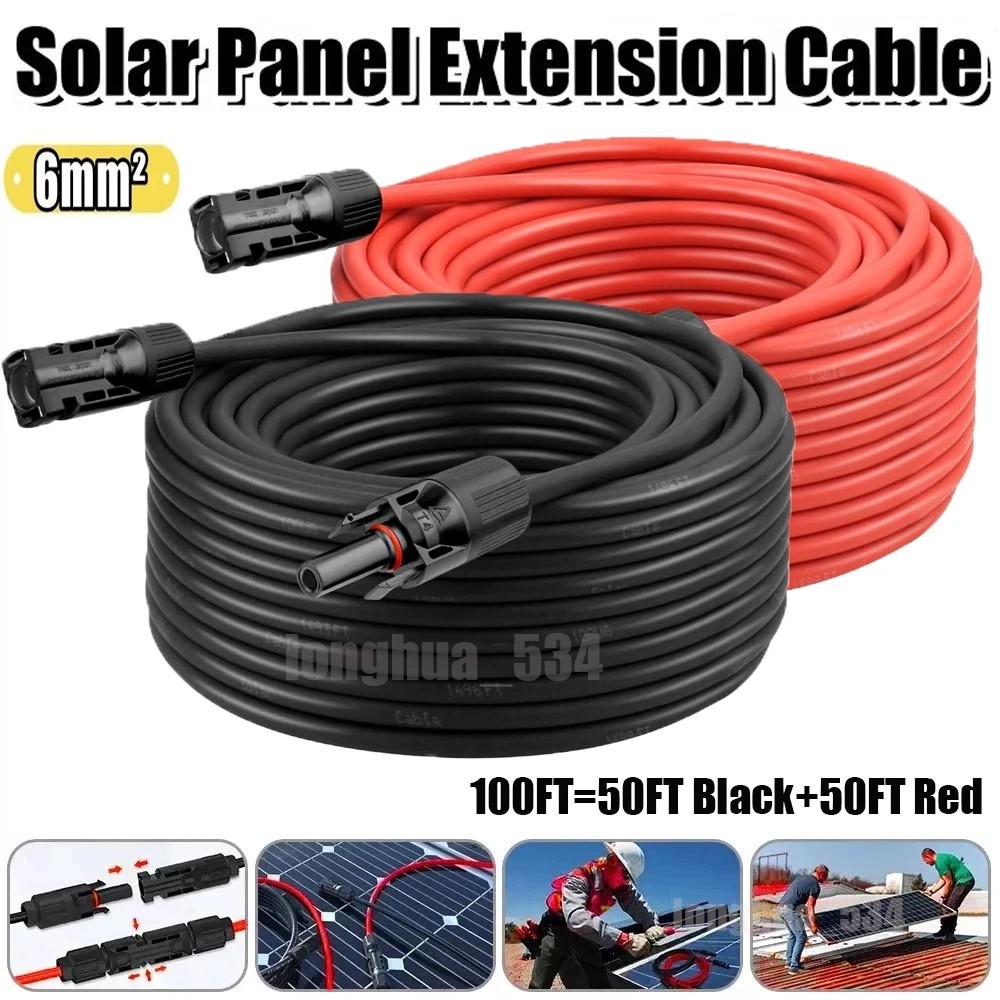 10AWG Solar Panel Extension Cable Tinned Copper Solar Cable PV Wire Connectors