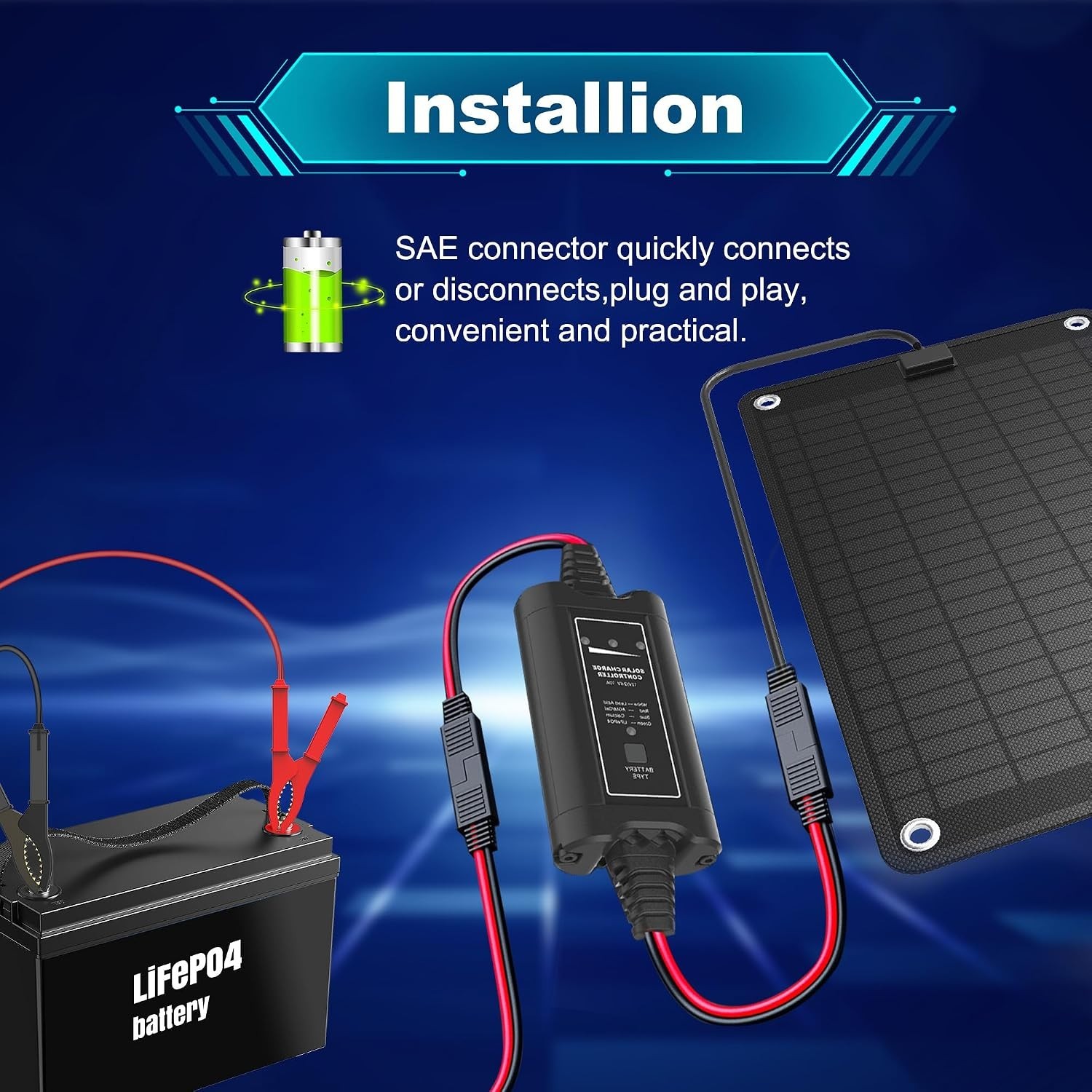 Universal 10W Solar Charger with LED Indicator – Extend Battery Life for 12V/24V