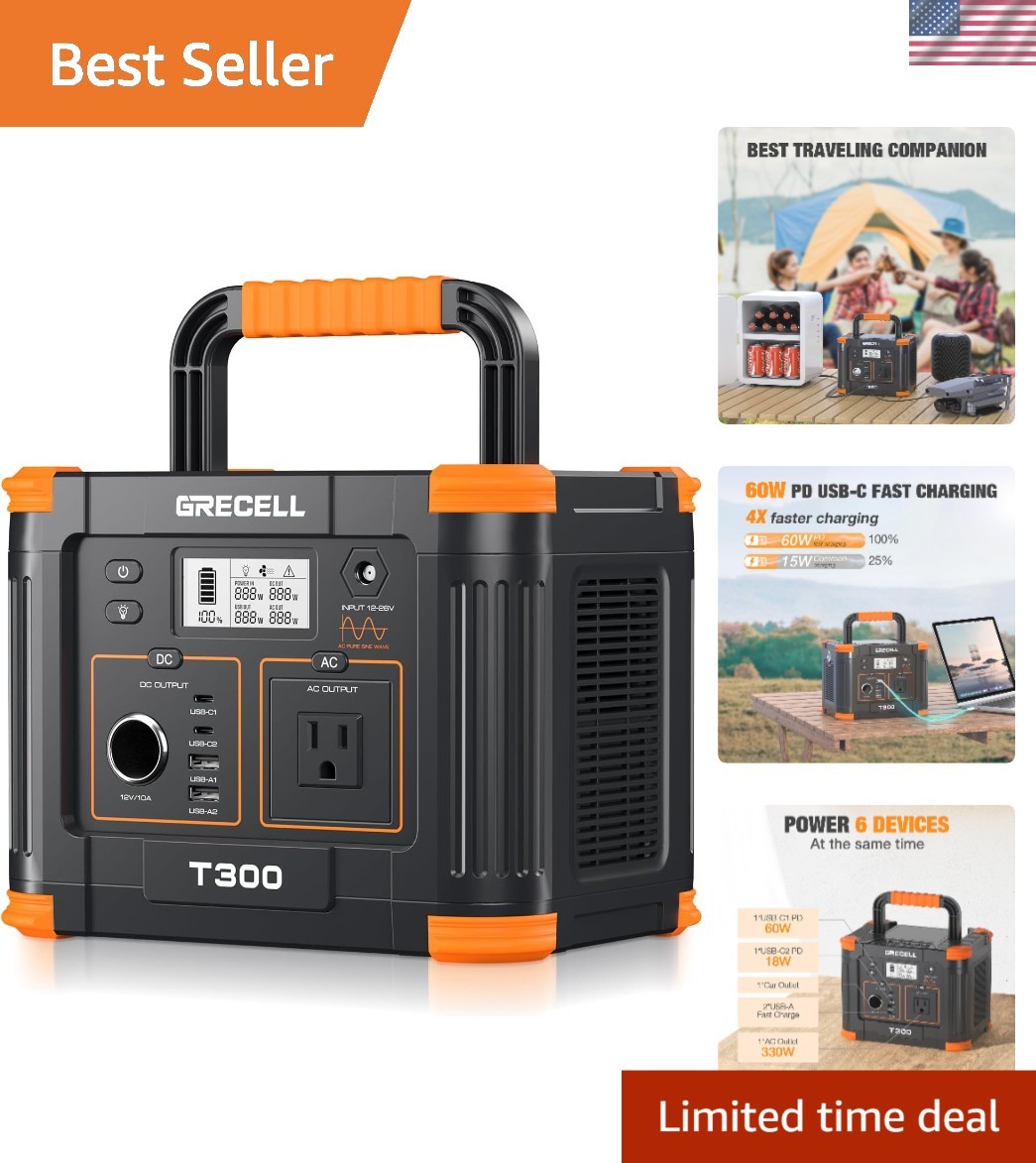 230.88Wh Backup Lithium Battery with 300W Output for Camping & Home Blackouts